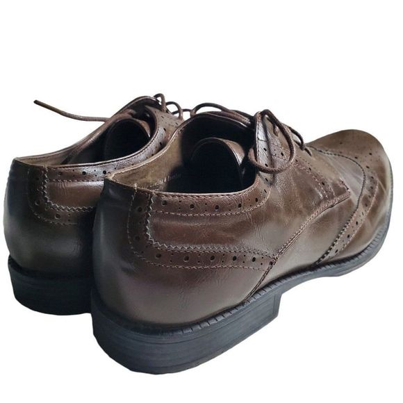 MENS WING TIP OXFORDS 11 ALPINE SWISS ZURICH  BROGUE MEDALLION DRESS SHOES - Picture 6 of 12